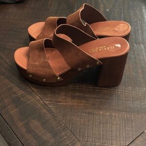 Brown Suede Platform Heels